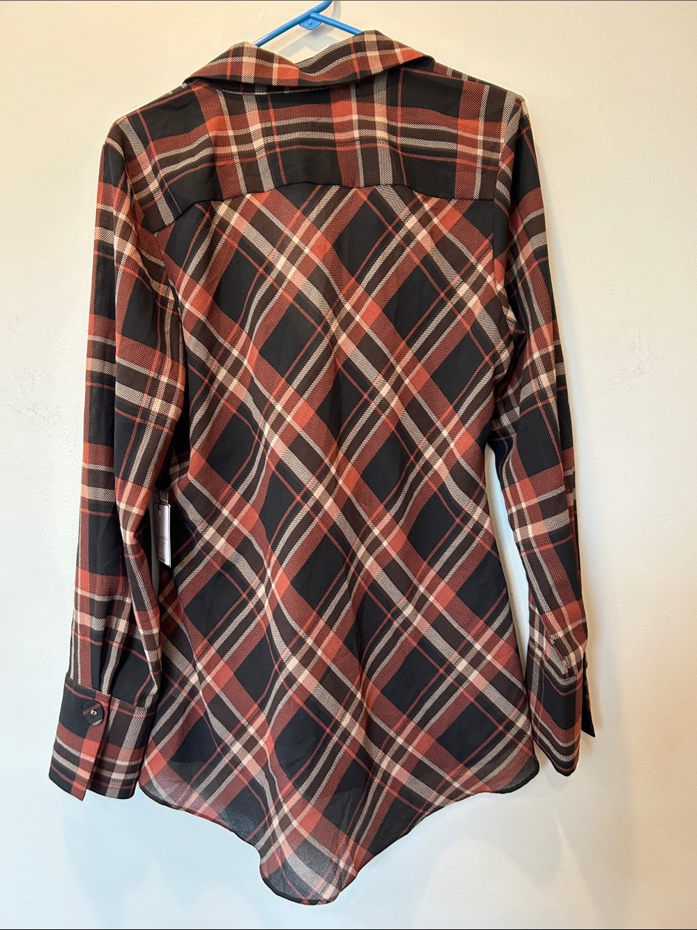 Laundry By Shelli Segal Rust, Black & Cream Plaid Button-Up Blouse - Picture 6 of 7